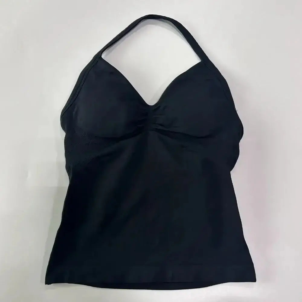 Impact Longline Strappy Gym Top Custom Logo Backless Gym Clothes Women Scrunch Built - in Bra With Removable Cups Yoga Tank Tops - The Lady's Haven