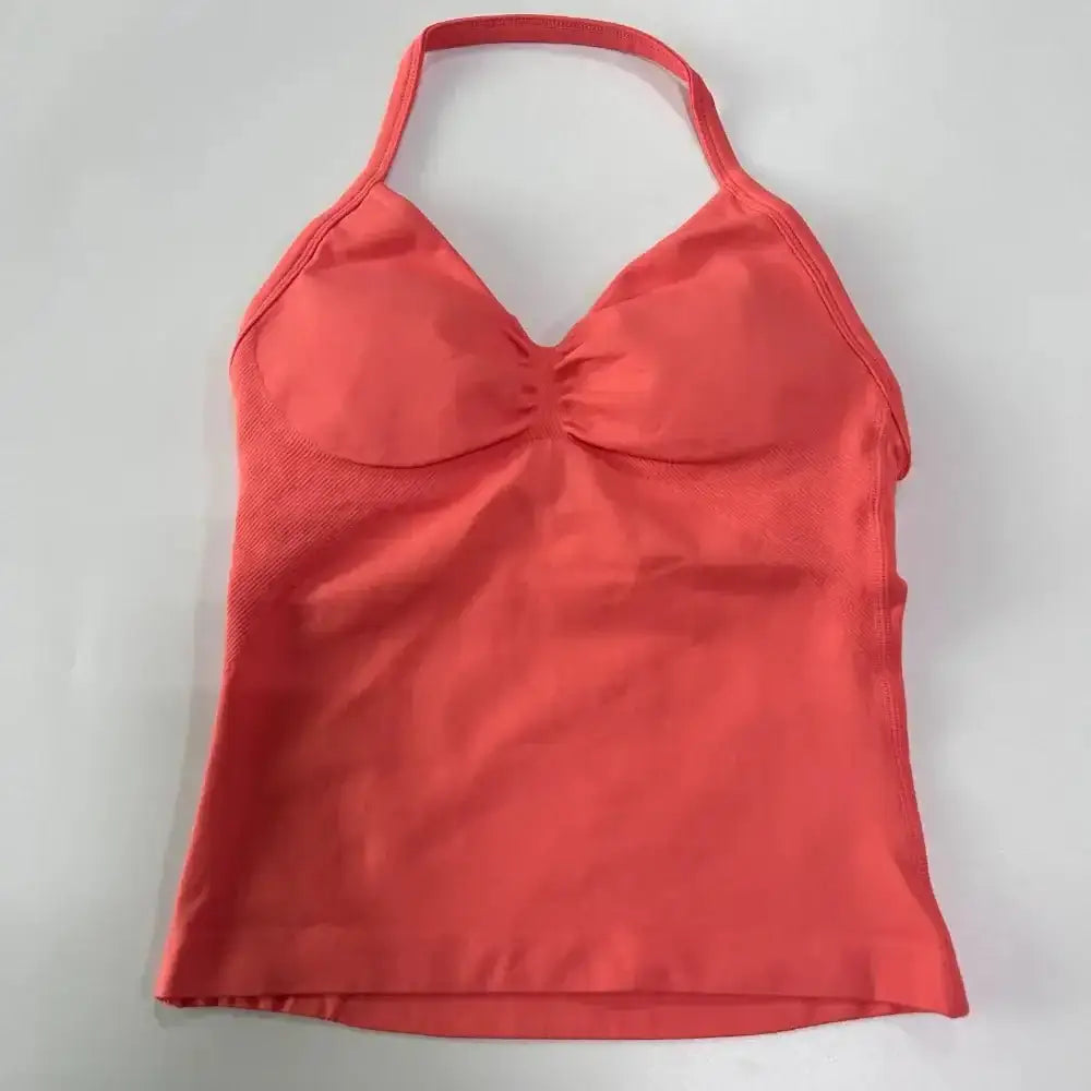 Impact Longline Strappy Gym Top Custom Logo Backless Gym Clothes Women Scrunch Built - in Bra With Removable Cups Yoga Tank Tops - The Lady's Haven