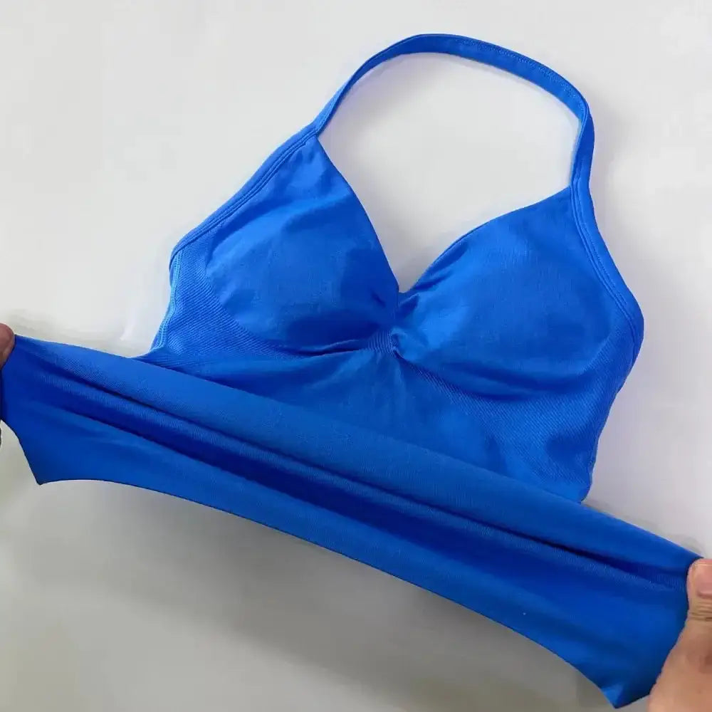 Impact Longline Strappy Gym Top Custom Logo Backless Gym Clothes Women Scrunch Built - in Bra With Removable Cups Yoga Tank Tops - The Lady's Haven