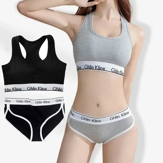 Kit Sports Bra Panty Set Body Shaped Sponge Pad Vest with Underwear - The Lady's Haven