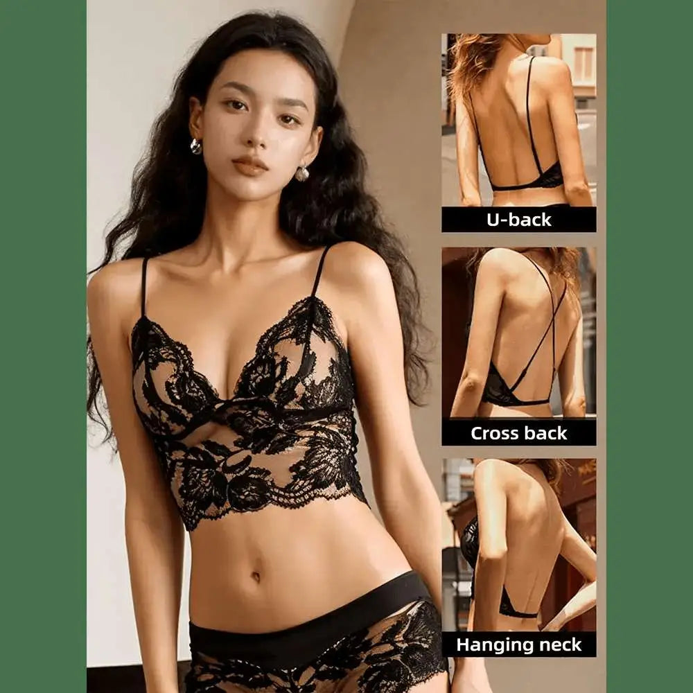 Musebree Women's Lace Embroidery Backless Sexy Bras Ladies Push Up Bra Comfortable Breathable Seamless Bra Women Beauty Back Bra - The Lady's Haven