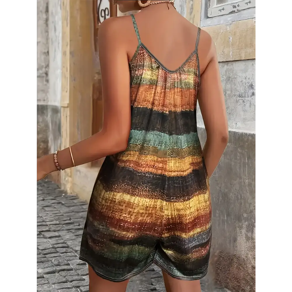 Elegant Summer Women's Jumpsuit Striped Print, sleeveless shorts plus size romper for casual fashion by NoEnName_Null.