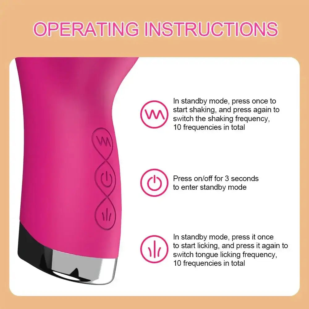 Tongue Licking Vibrator 2 In 1 Adult Women Sex Toys Dildos Vibrators Clitoris Stimulator With 20 Speeds Vibrators Sex Product - The Lady's Haven