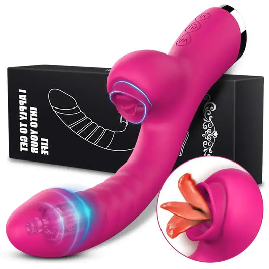 Tongue Licking Vibrator 2 In 1 Adult Women Sex Toys Dildos Vibrators Clitoris Stimulator With 20 Speeds Vibrators Sex Product - The Lady's Haven