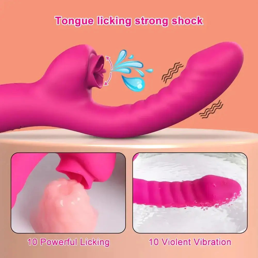 Tongue Licking Vibrator 2 In 1 Adult Women Sex Toys Dildos Vibrators Clitoris Stimulator With 20 Speeds Vibrators Sex Product - The Lady's Haven