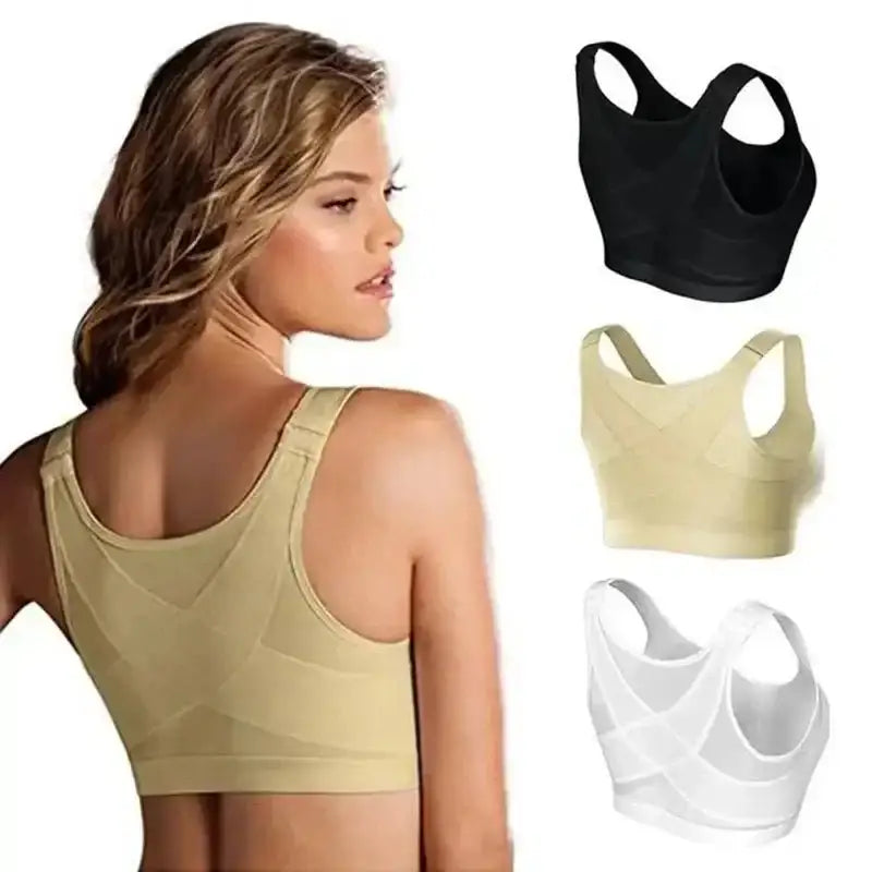 Vest Bras S - 5XL Front Closure Posture Corrector Lift Up Bra Women Push Up Cross Back Underwear Shockproof Sports Support Fitness - The Lady's Haven