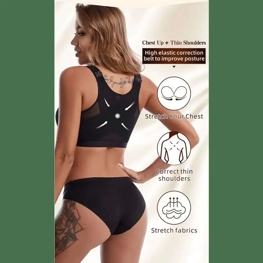 Vest Bras S - 5XL Front Closure Posture Corrector Lift Up Bra Women Push Up Cross Back Underwear Shockproof Sports Support Fitness - The Lady's Haven