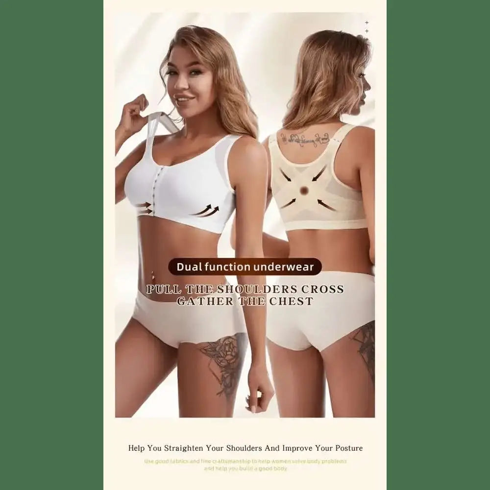 Vest Bras S - 5XL Front Closure Posture Corrector Lift Up Bra Women Push Up Cross Back Underwear Shockproof Sports Support Fitness - The Lady's Haven