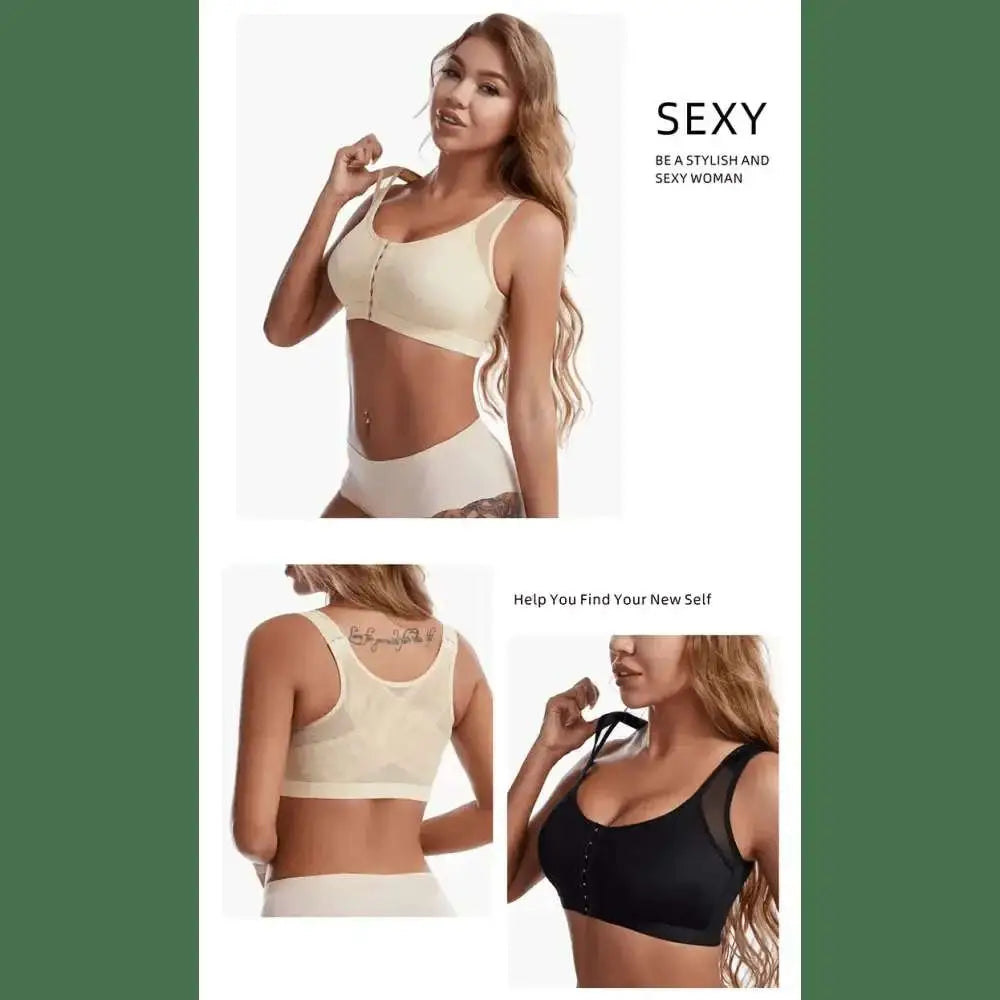 Vest Bras S - 5XL Front Closure Posture Corrector Lift Up Bra Women Push Up Cross Back Underwear Shockproof Sports Support Fitness - The Lady's Haven