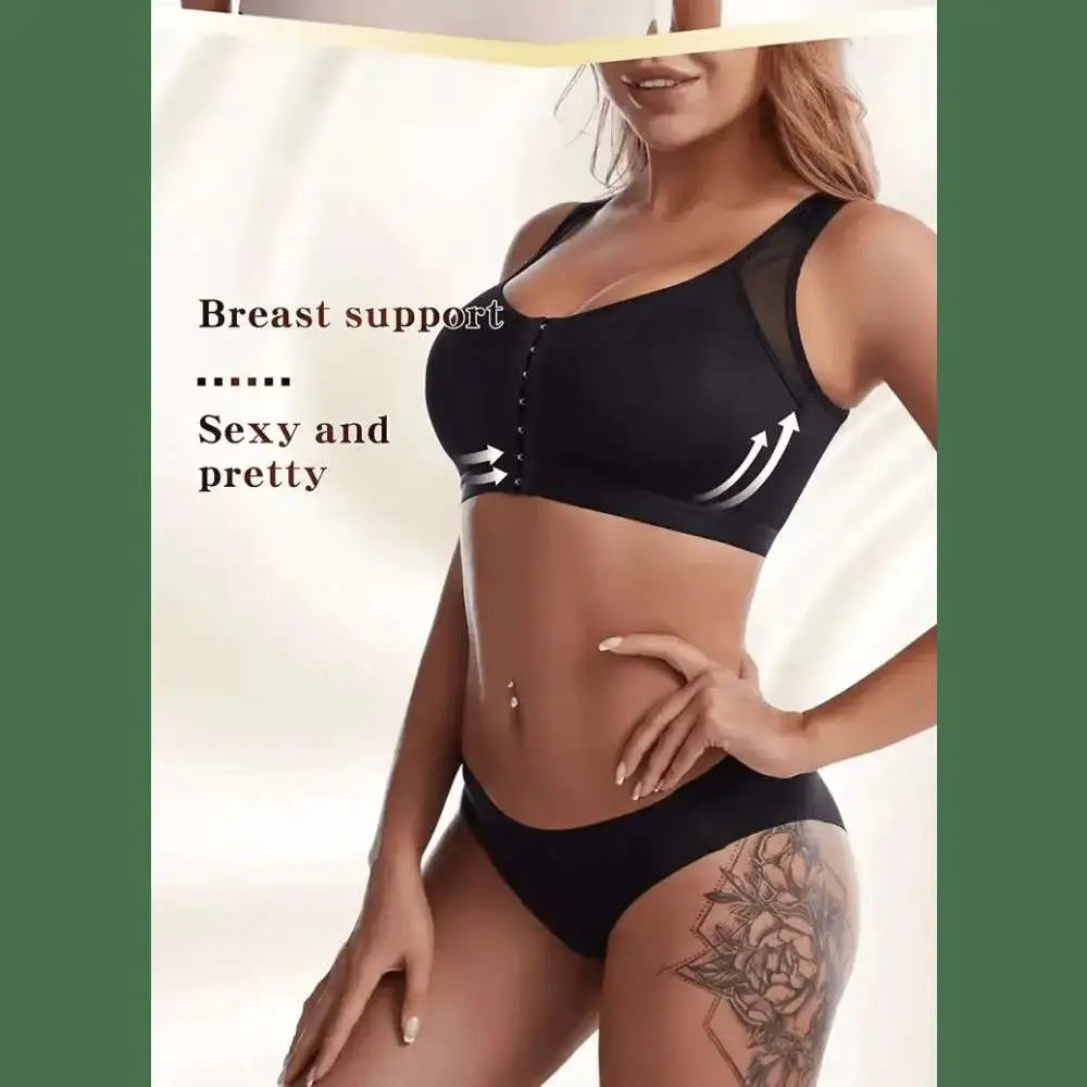 Vest Bras S - 5XL Front Closure Posture Corrector Lift Up Bra Women Push Up Cross Back Underwear Shockproof Sports Support Fitness - The Lady's Haven
