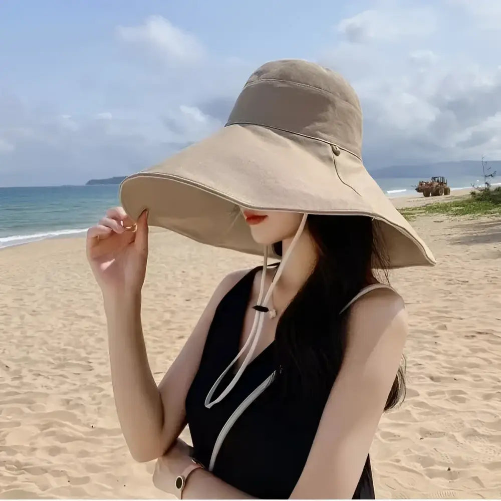 Wide Brim UPF 50 + Sun Hat Women Anti-UV Protection Hiking Fisherman Cap Fold Summer Solid Beach Hat 2024 Double sided