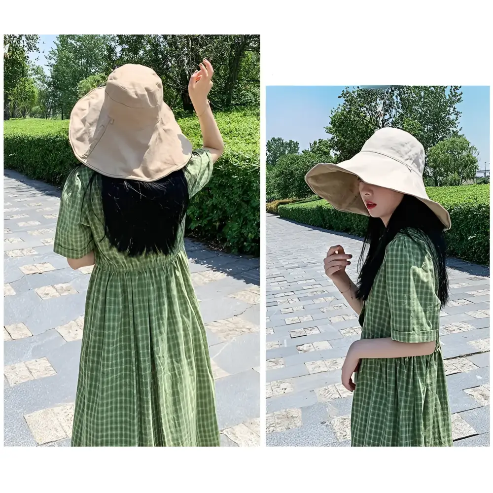 Wide Brim UPF 50 + Sun Hat Women Anti-UV Protection Hiking Fisherman Cap Fold Summer Solid Beach Hat 2024 Double sided