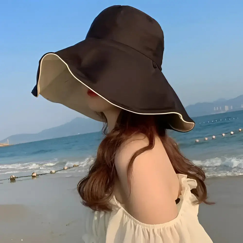 Wide Brim UPF 50 + Sun Hat Women Anti-UV Protection Hiking Fisherman Cap Fold Summer Solid Beach Hat 2024 Double sided