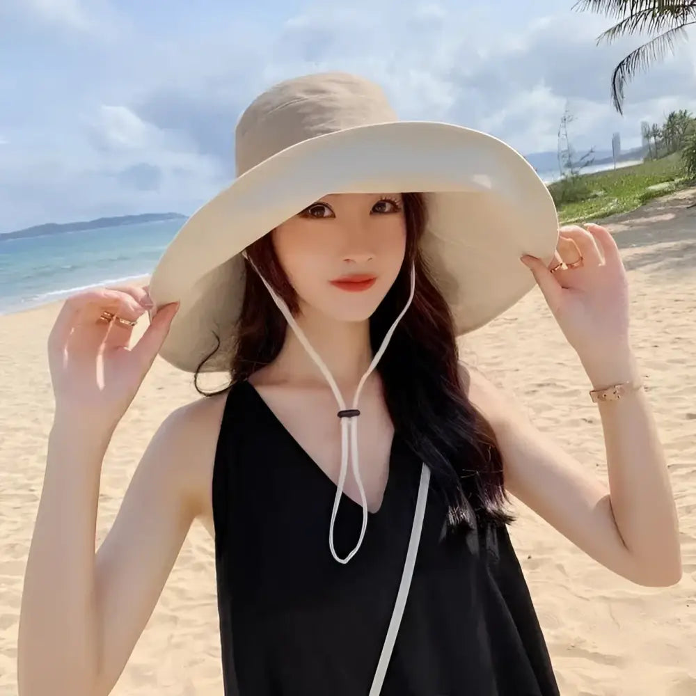 Wide Brim UPF 50 + Sun Hat Women Anti-UV Protection Hiking Fisherman Cap Fold Summer Solid Beach Hat 2024 Double sided
