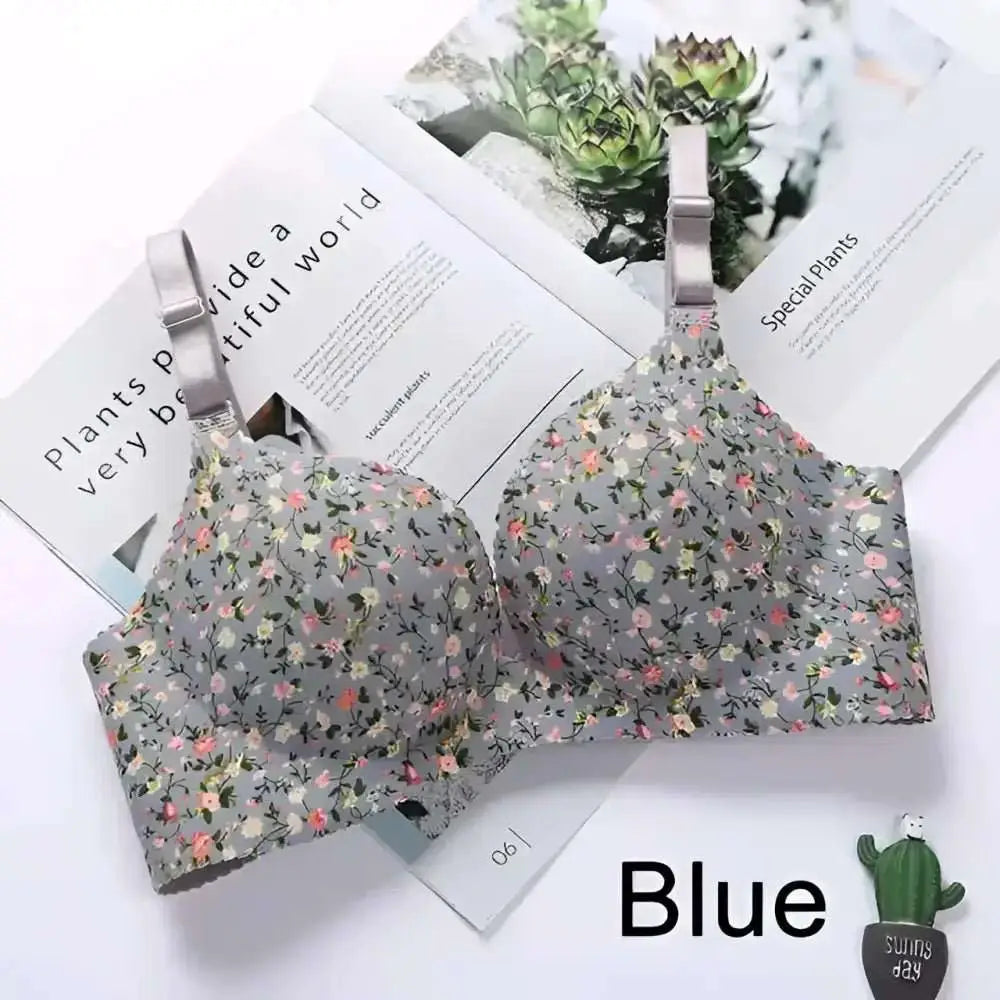 Women Flower Print Seamless Bra Sexy Lingerie Floral Push Up Bras One - Piece Underwear - The Lady's Haven