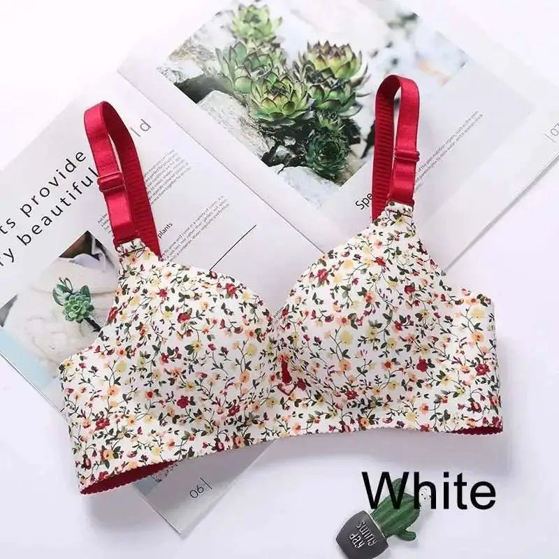 Women Flower Print Seamless Bra Sexy Lingerie Floral Push Up Bras One - Piece Underwear - The Lady's Haven