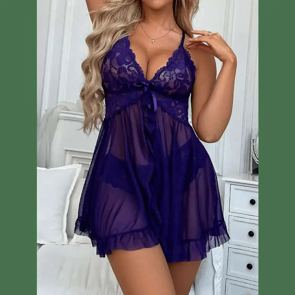 Women Sexy Dress Erotic Underwear Sets Transparent Porno Lace Bra And Panty Set Lingerie Hot Sleepwear Babydoll Lingerie - The Lady's Haven