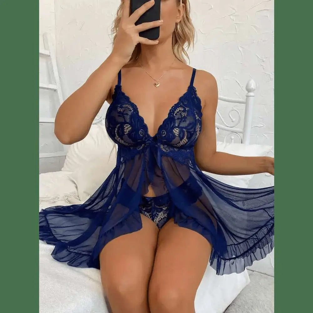Women Sexy Dress Erotic Underwear Sets Transparent Porno Lace Bra And Panty Set Lingerie Hot Sleepwear Babydoll Lingerie - The Lady's Haven
