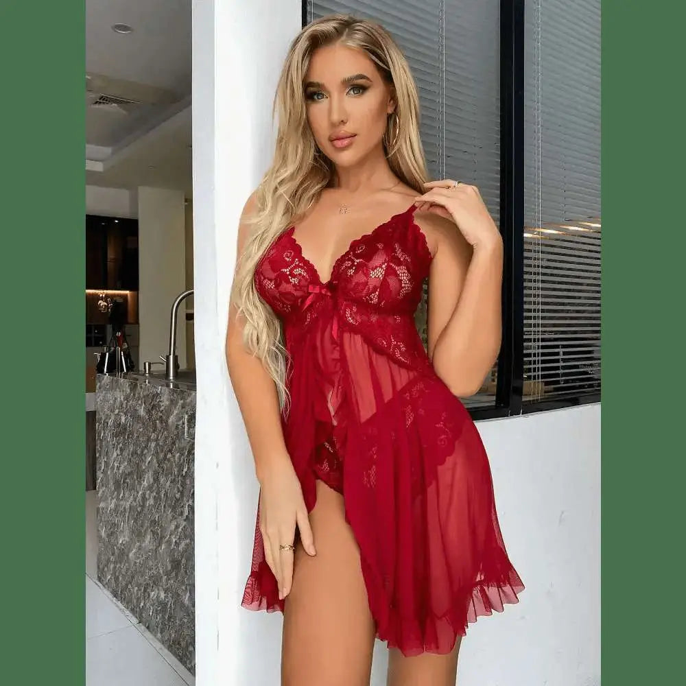 Women Sexy Dress Erotic Underwear Sets Transparent Porno Lace Bra And Panty Set Lingerie Hot Sleepwear Babydoll Lingerie - The Lady's Haven