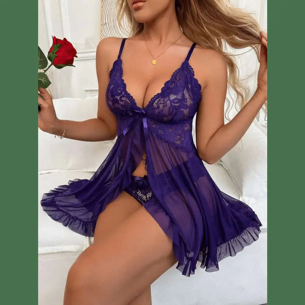 Women Sexy Dress Erotic Underwear Sets Transparent Porno Lace Bra And Panty Set Lingerie Hot Sleepwear Babydoll Lingerie - The Lady's Haven