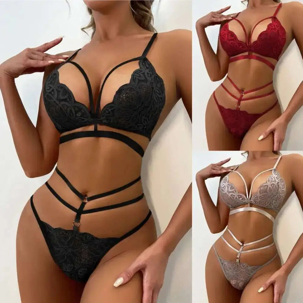 Women Sexy Lace Lingerie Fashion Wire Free Sexy Underwear Set For Women Plus Size Perspective Sexy Lingerie For Women Sleepwear - The Lady's Haven