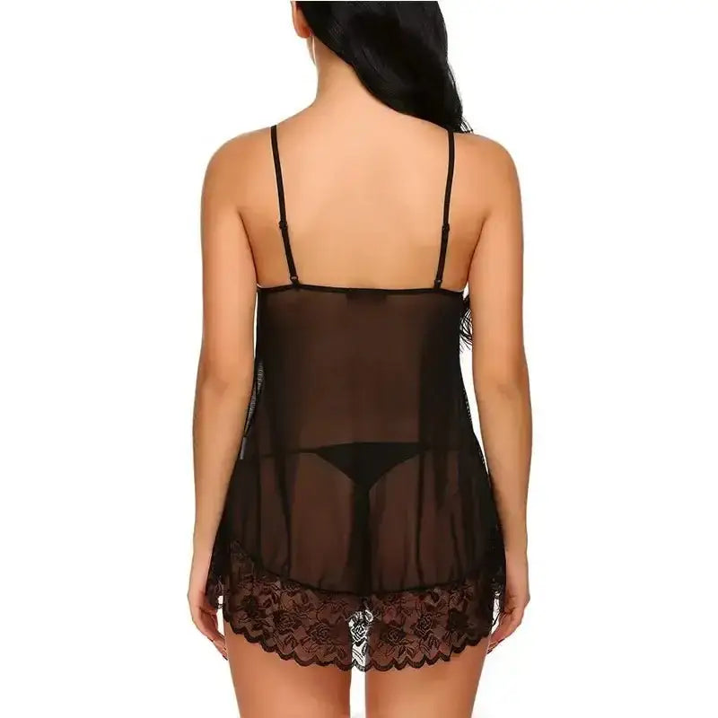 Women's Sexy Lace Nightdress Women's Bow Lingerie Pajamas Set Babydoll Costumes Erotic Hot Dresses Exotic Pajamas Sex Sleepwear - The Lady's Haven