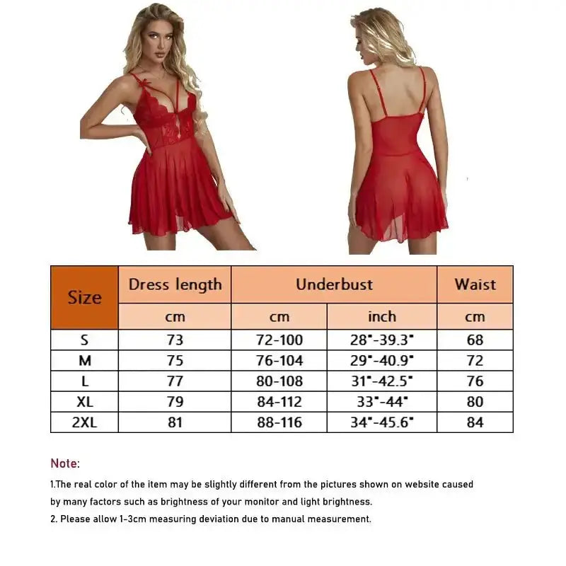 Women's Sexy Lace Nightdress Women's Bow Lingerie Pajamas Set Babydoll Costumes Erotic Hot Dresses Exotic Pajamas Sex Sleepwear - The Lady's Haven