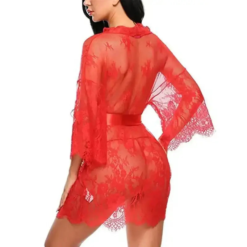 Women's Sexy Lace Nightdress Women's Bow Lingerie Pajamas Set Babydoll Costumes Erotic Hot Dresses Exotic Pajamas Sex Sleepwear - The Lady's Haven