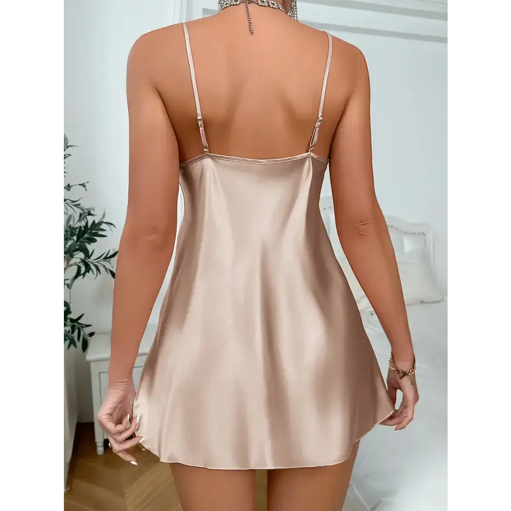 Women's Silk Nightdress Elegant Solid Color Sexy Camisole Dress Comfortable All - Season Loungewear - The Lady's Haven