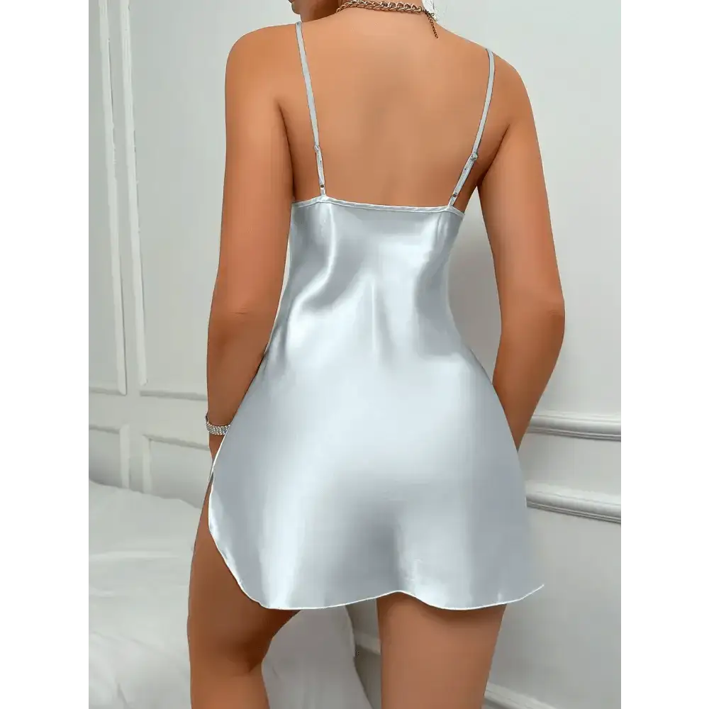 Women's small fresh short dress home casual breathable pajamas nightdress imitation silk home wear - The Lady's Haven