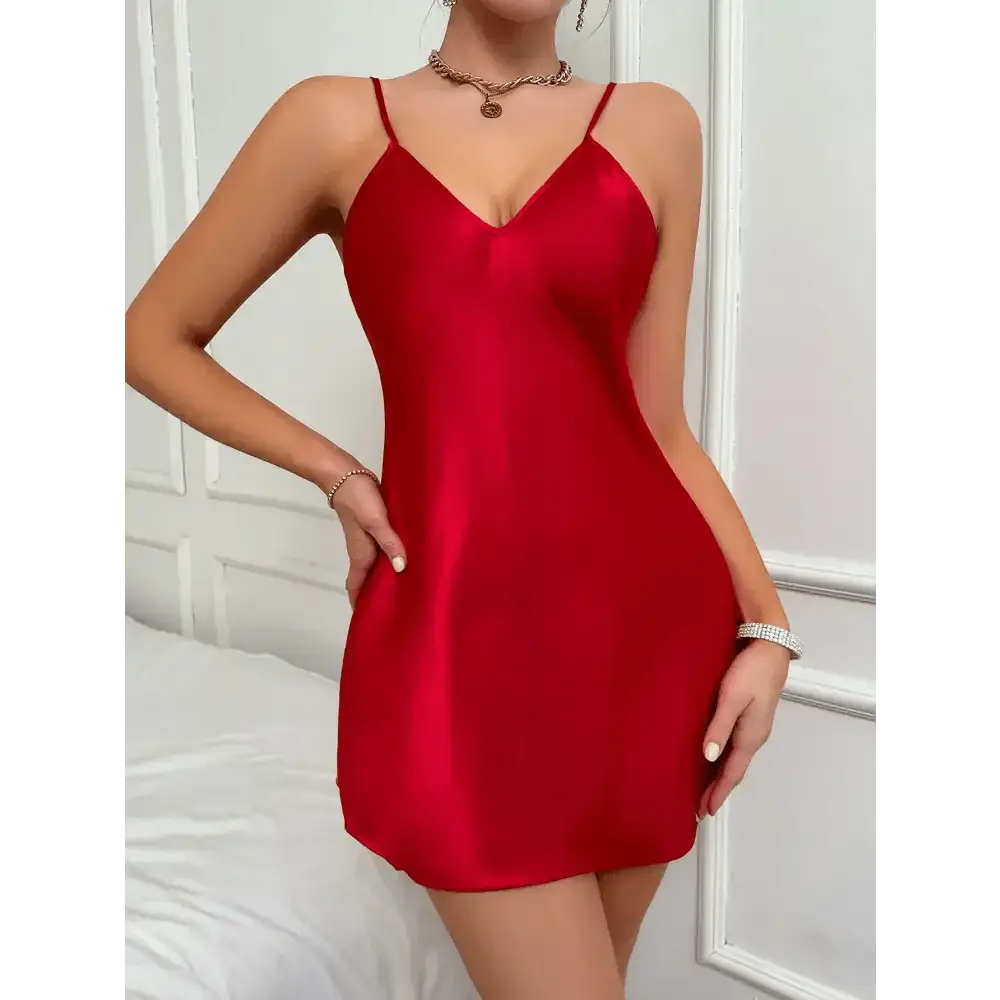 Women's small fresh short dress home casual breathable pajamas nightdress imitation silk home wear - The Lady's Haven